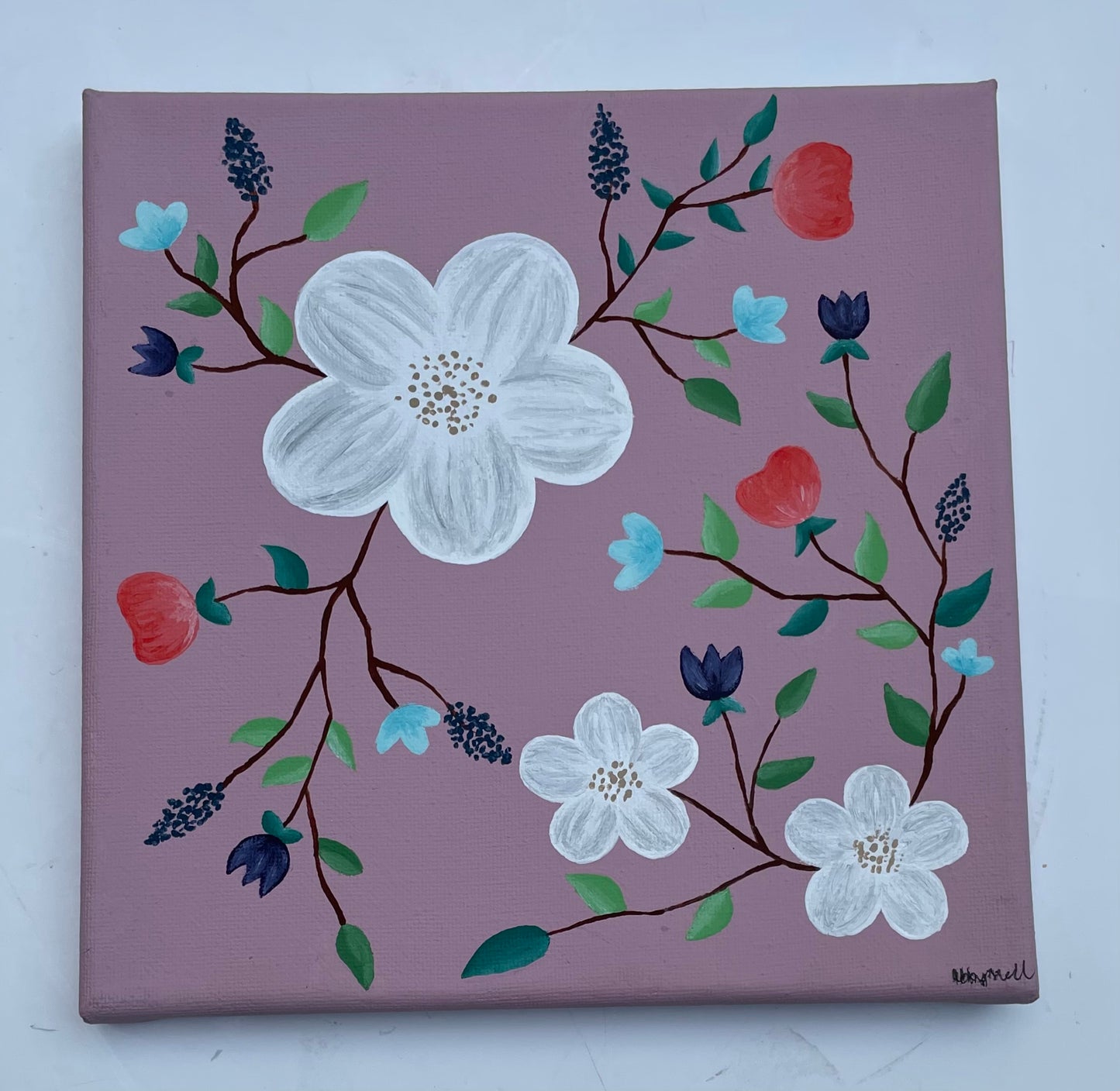 Floral Painting on Canvas 8" x 8"