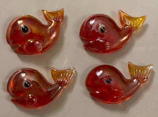 Miniature Glass Whales - Red