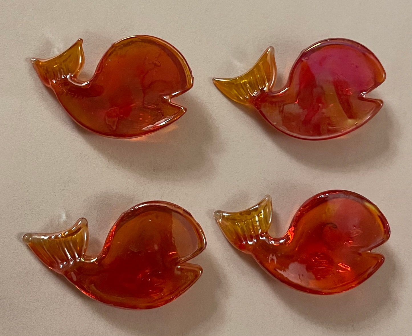 Miniature Glass Whales - Red