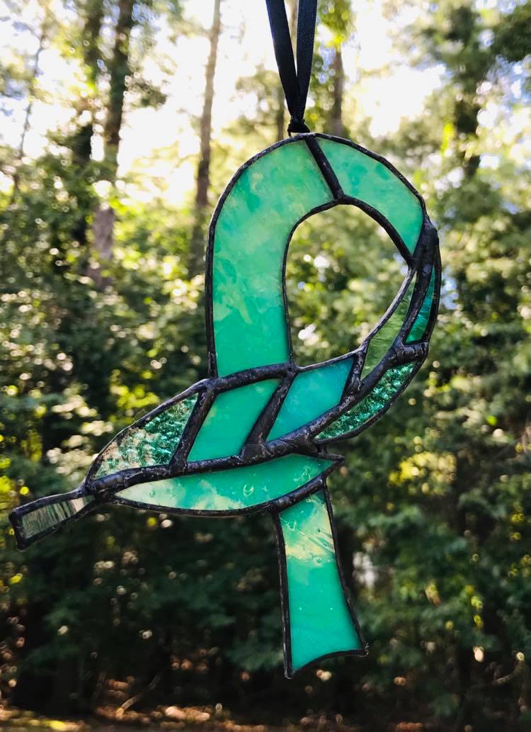 Feather Ovarian Cancer Ribbon