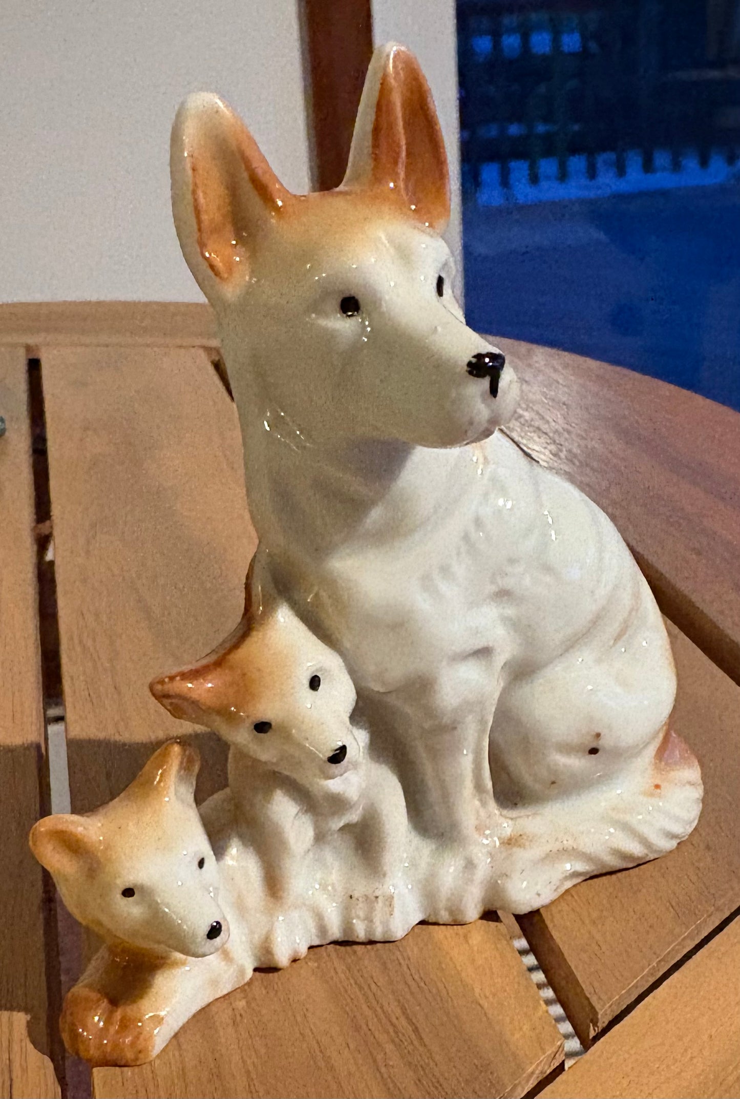 Vintage Shepherd Dog with Puppies Figurine