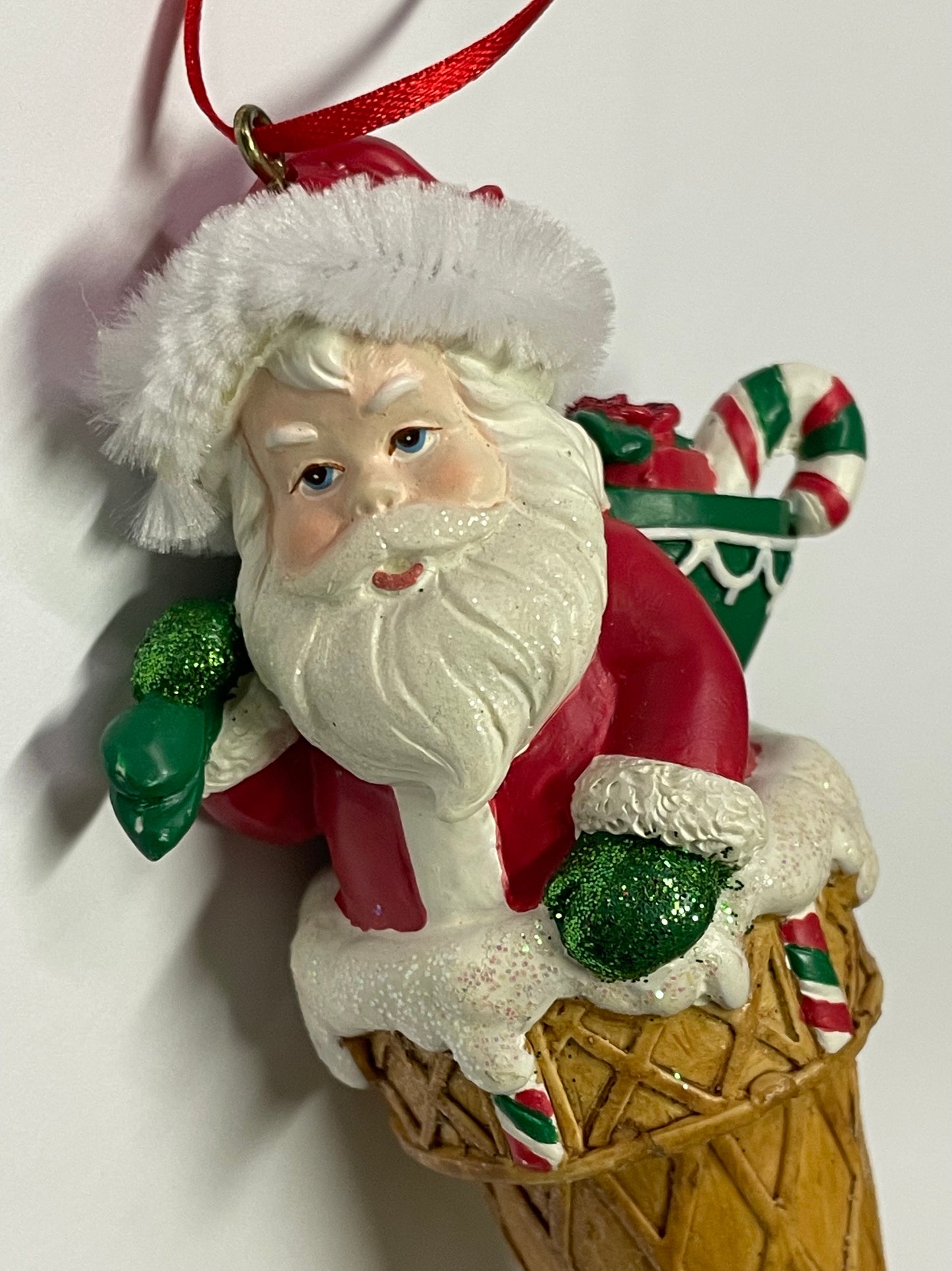 Ice Cream Cone Santa Ornament