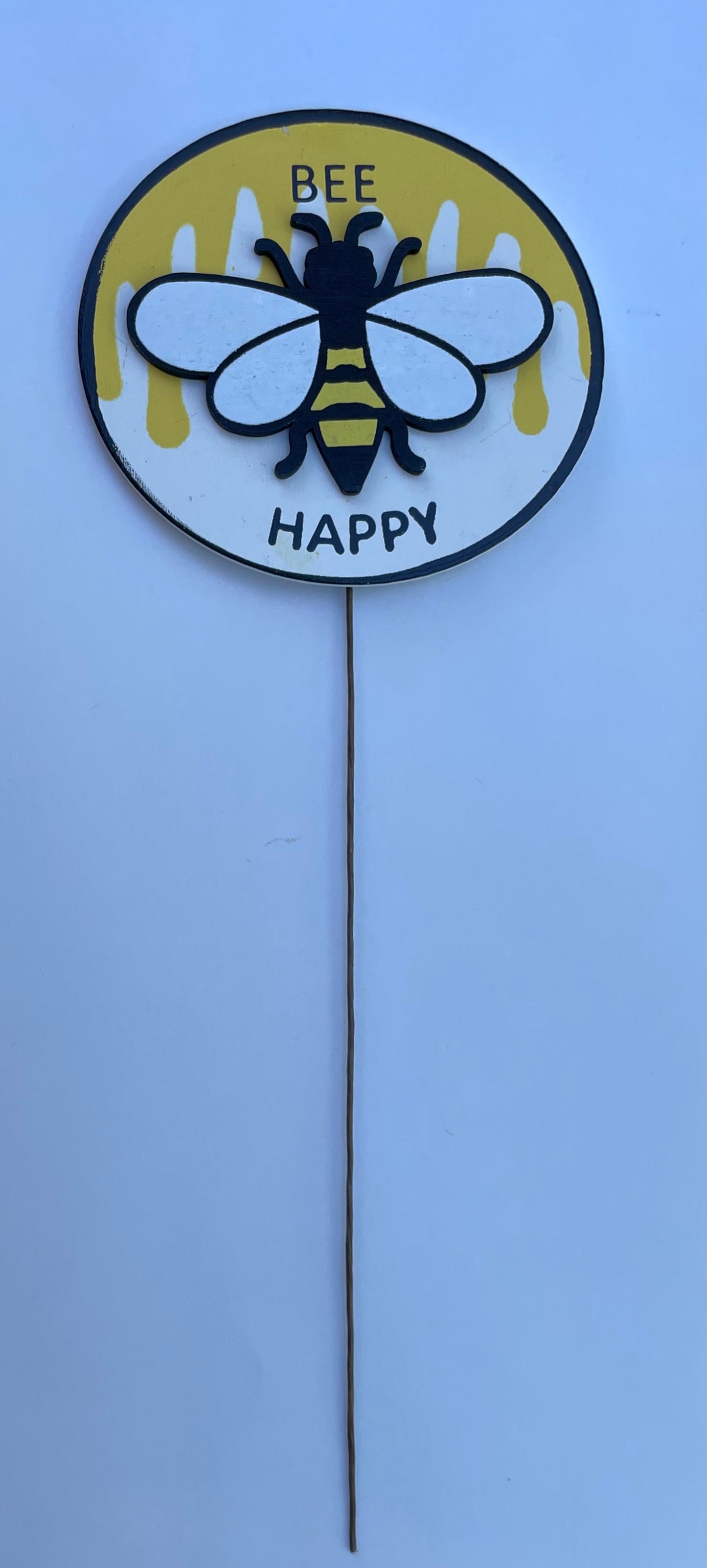 Bee Happy - Wooden Plant Stake