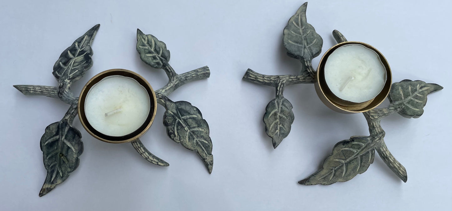 Brass Leaf Candle Holder - Set of 2