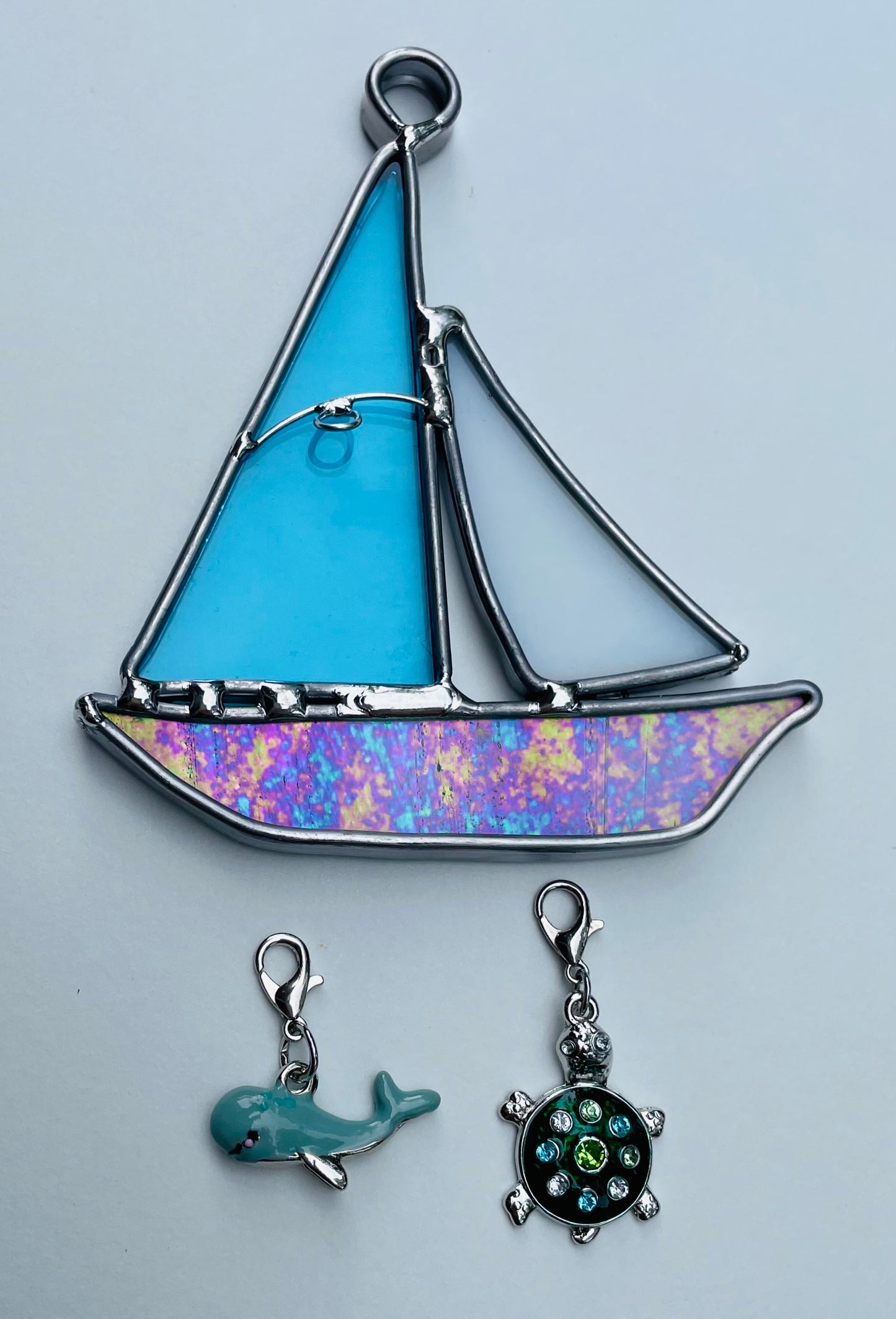 Charmcatchers - Sailboat w/ Sea Turtle & Whale Charm