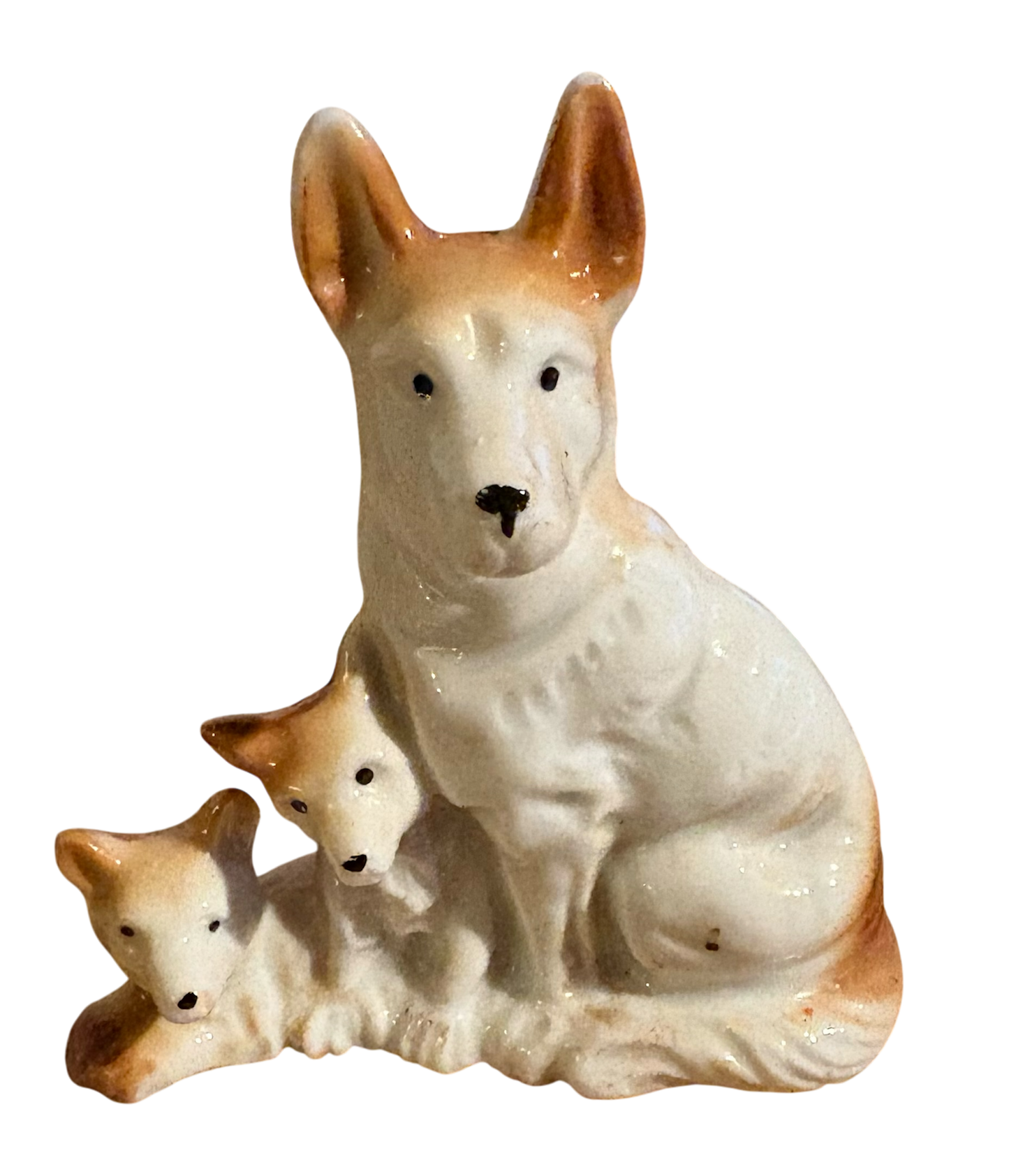 Vintage Shepherd Dog with Puppies Figurine